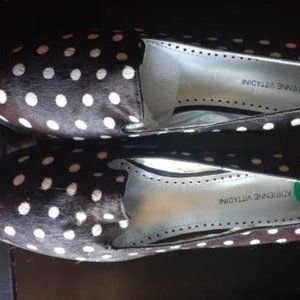 size 8 calf hair black and white polka dot flats (New never worn)